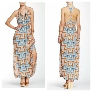 Free People Serves You Right mint combo geo print maxi racerback dress A13